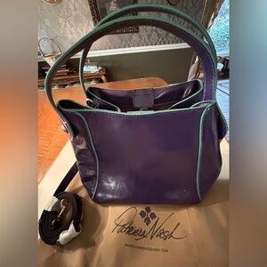 Patricia Nash Purple and Teal Leather Shoulder Bag